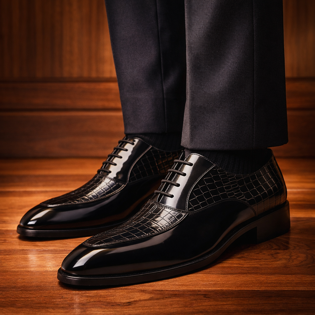 Executive Croc-Embossed Oxfords Ryvens