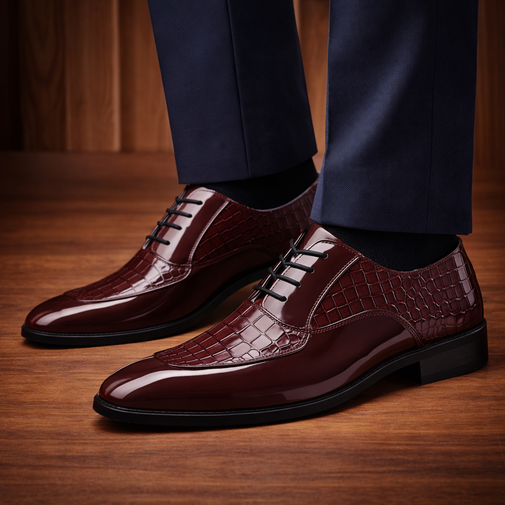 Executive Croc-Embossed Oxfords Ryvens