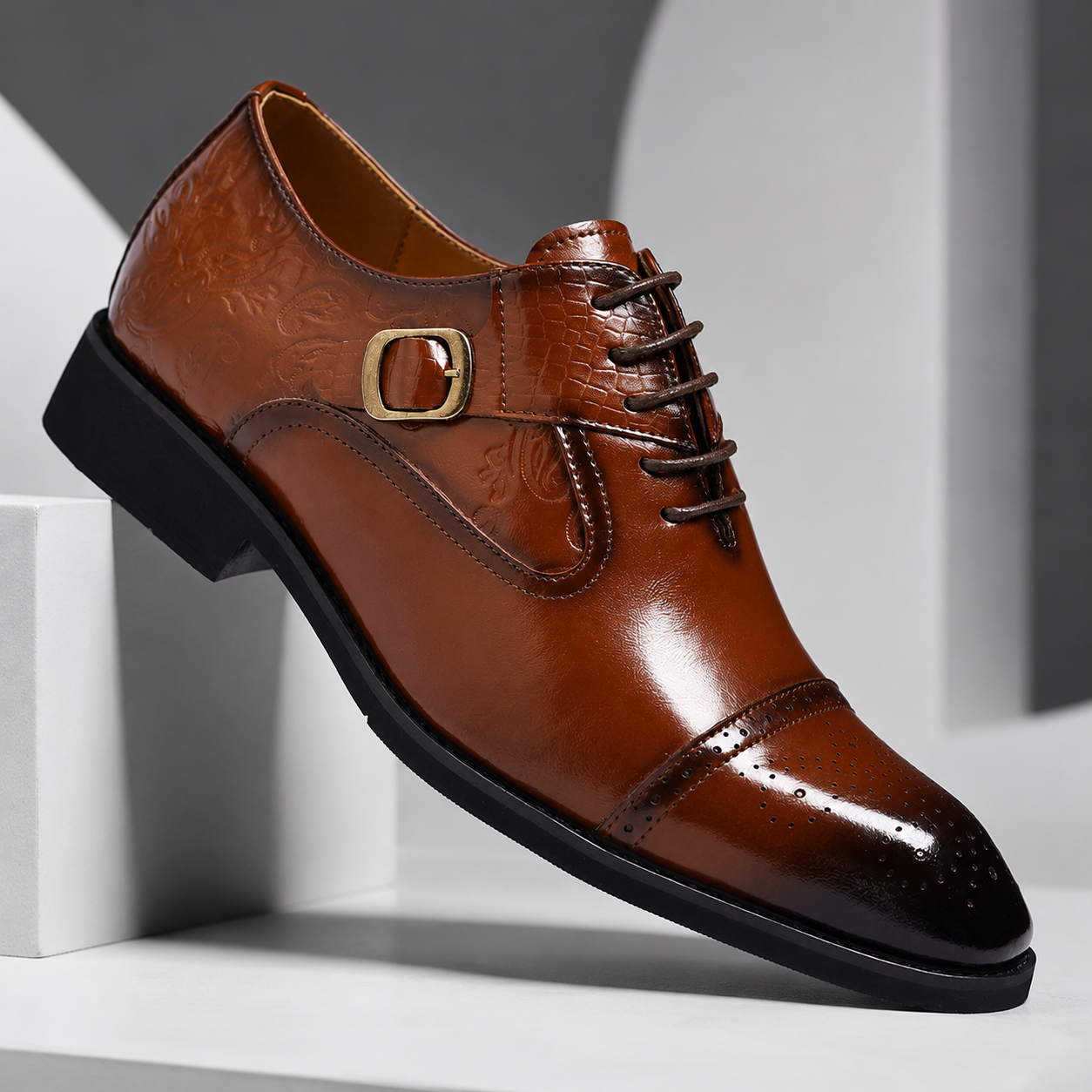 Antiqued Monk-Strap Oxford Ryvens