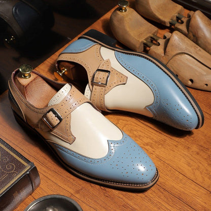 Bespoke Tri-Color Single Monk Shoes Ryvens